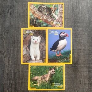 💞 Set of 4 Collectible National Geographic Kids Animal Cards